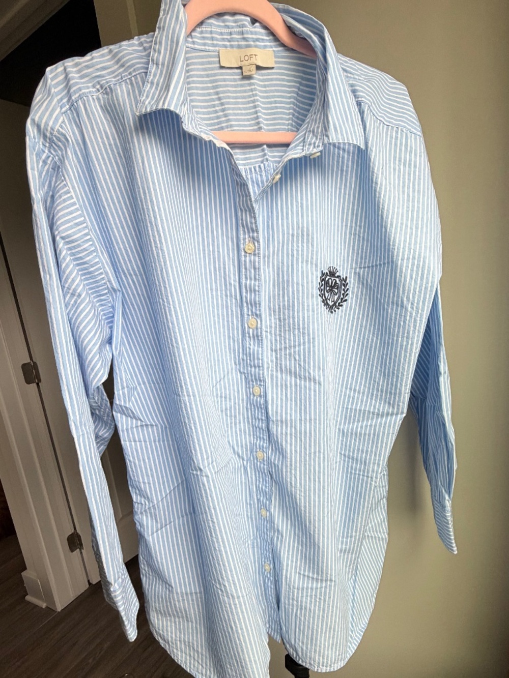 Loft Oversized Pinstripe Button Down | XL